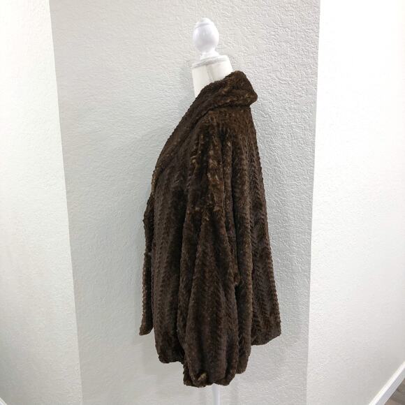 Revolve Adrienne Landau Brown Faux Fur Shawl Collar Coat - Picture 4 of 12